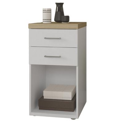 Gaveteiro Para Escritório Home Office 2 Gavetas Orly A02 Olmo Branco - Lyam Decor