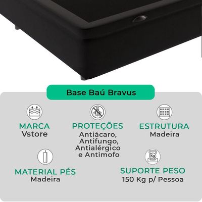 Cama Box Baú Queen Preto V-store 158x198x44