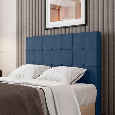 Cabeceira Estofada King 195 Cm Turmalina Veludo Azul Marinho