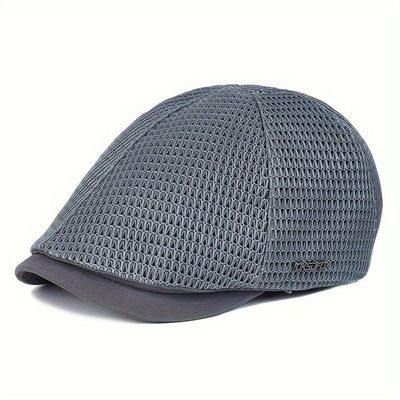 Boné Britanico De Malha Respirável Estilo Casual Fashion Unissex Ajustavel Cinza Escuro