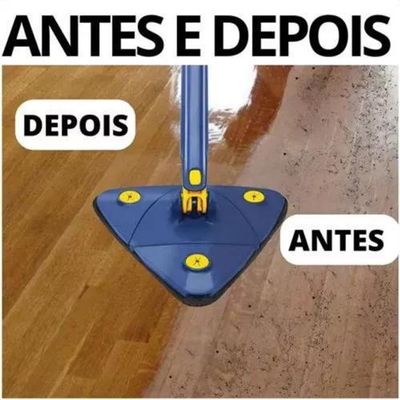 Esfregão Triangular Rodo Limpador Giratório Mop + Refil