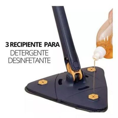 Esfregão Triangular Rodo Limpador Giratório Mop + Refil