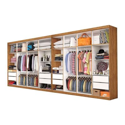 Closet Casal Duplo Rubi Premium 16 Portas Plus 8 Gavetas Cinamomo