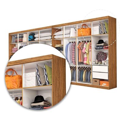 Closet Casal Duplo Rubi Premium 16 Portas Plus 8 Gavetas Cinamomo