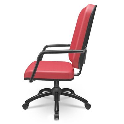 Cadeira De Escritório Giratória Com Braço Preta Magno P03 Vinil Vermelho - Lyam Decor