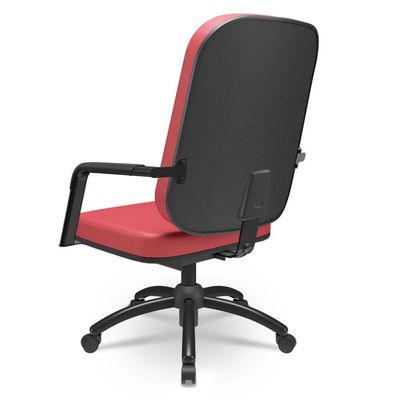 Cadeira De Escritório Giratória Com Braço Preta Magno P03 Vinil Vermelho - Lyam Decor