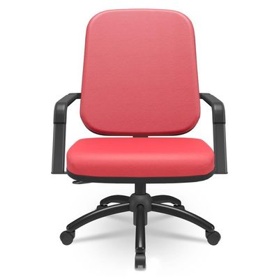 Cadeira De Escritório Giratória Com Braço Preta Magno P03 Vinil Vermelho - Lyam Decor