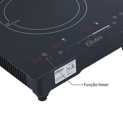 Cooktop 2 Bocas Indução Com Painel Touch Vidro Preto 110V 2 Em 1 Otop202 Oster