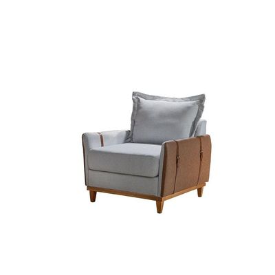 Conjunto Living 4 Lugares Sofá E Poltronas Dubai Móveis Mix Cinza