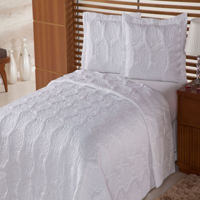 Cobre Leito Solteiro Pratic Rosas Branco Enxovais Aquarela 3 peças