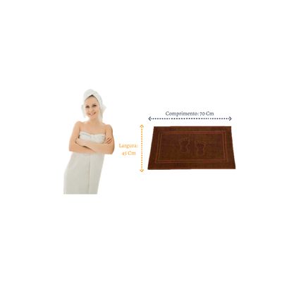 Kit 10 Tapetes para Banheiro Antiderrapante 550g/m² Extra Felpudo Paris 45x70cm Marrom