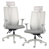 Kit 2 Cadeiras Escritório Giratória Presidente Flow F02 Base Cinza Sintético Cinza - Lyam Decor
