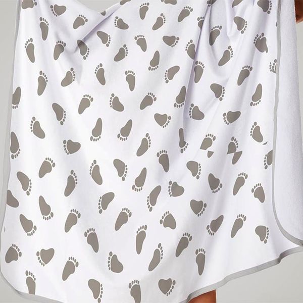 Toalha de Banho Baby Tecebem com Capuz Estampada Mia 70cmx90cm Branco