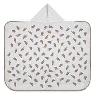 Toalha de Banho Baby Tecebem com Capuz Estampada Mia 70cmx90cm Branco