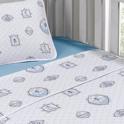 Jogo de Cama Tecebem Malha Berço Estampado George 3 Peças Azul