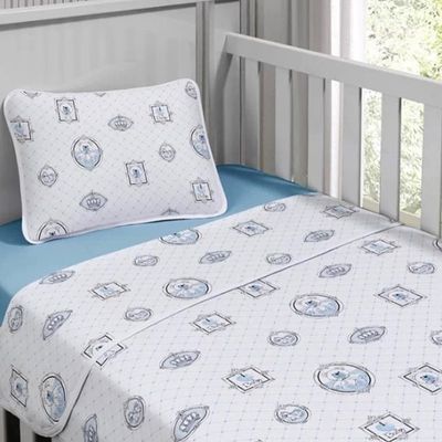 Jogo de Cama Tecebem Malha Berço Estampado George 3 Peças Azul