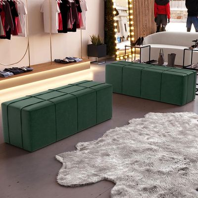 Puff Decorativo Living Sala de Estar 140 cm Roma W01 Couríssimo Verde - Lyam