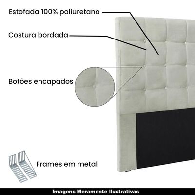 Cabeceira Decorativa Queen Size 1,60M Tropea Veludo Prata - Gran Belo