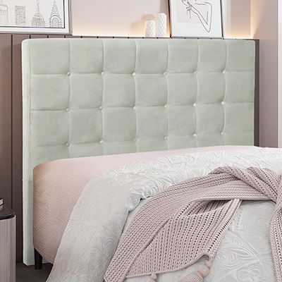 Cabeceira Decorativa Queen Size 1,60M Tropea Veludo Prata - Gran Belo