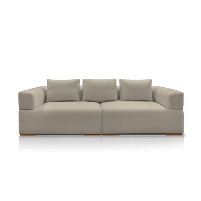 Sofá Bipartido 5 Lugares com Almofadas Soltas 300cm Nuuk Linho Avelã G63 - Gran Belo
