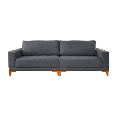 Sofá 4 Lugares Volga Plus Veludo Grafite 280 cm