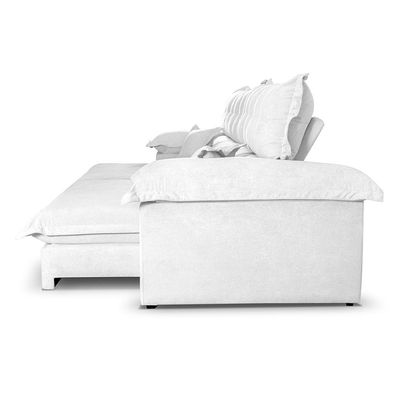 Sofá 3 Lugares Retrátil e Reclinável com USB Absoluto Linho Off White