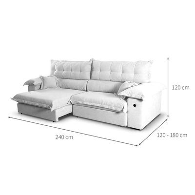 Sofá 3 Lugares Retrátil e Reclinável com USB Absoluto Linho Off White