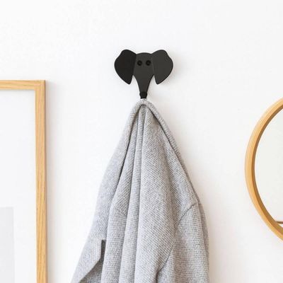 Gancho de Parede Decorativo Elefante Aço Carbono Preto Luft Masutti Pendurar Roupas Bolsas