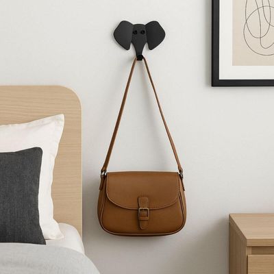 Gancho de Parede Decorativo Elefante Aço Carbono Preto Luft Masutti Pendurar Roupas Bolsas