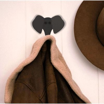 Gancho de Parede Decorativo Elefante Aço Carbono Preto Luft Masutti Pendurar Roupas Bolsas