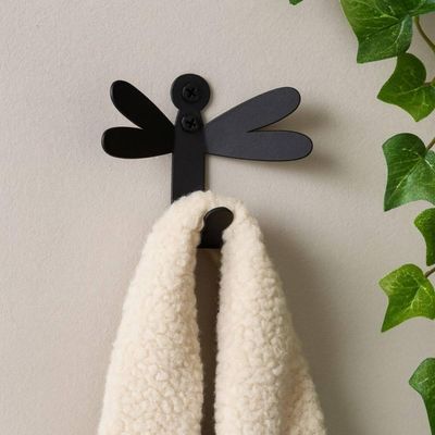 Cabideiro Libélula Preta Masutti Gancho Decorativo de Parede Aço Carbono Luft