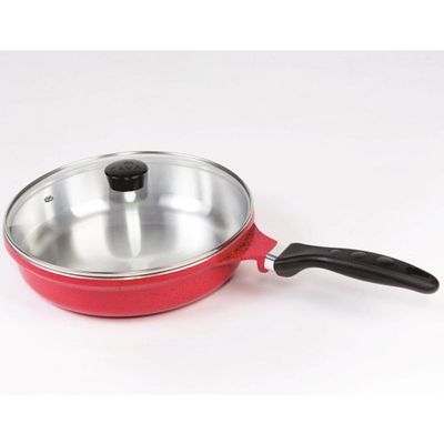 Frigideira Tampa de Vidro 24cm Vermelha Cava