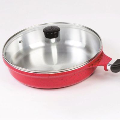 Frigideira Tampa de Vidro 24cm Vermelha Cava