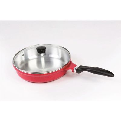 Frigideira Tampa de Vidro 24cm Vermelha Cava