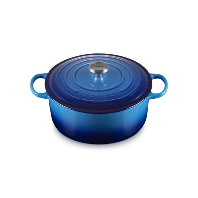 KIT LE CREUSET 2 PANELAS REDONDAS EM FERRO FUNDIDO 24 E 26CM AZURE BLUE