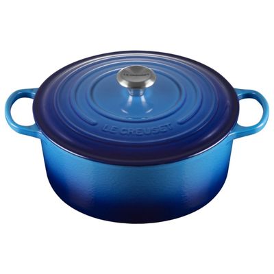 PANELA REDONDA LE CREUSET 24CM SIGNATURE FERRO ESMALTADO AZURE BLUE 21177242202430