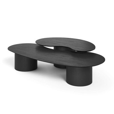 Conjunto Mesa De Centro Orgânica Lake Em Madeira Preto