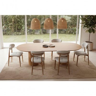 Mesa De Jantar West 200cm X 100cm 6 Lugares Lâmina Natural De Madeira Mel