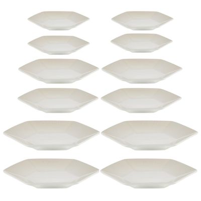 KIT LE CREUSET 12 PRATOS HEXAGON EM CERÂMICA 16 21 E 26CM MERINGUE