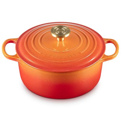 PANELA LE CREUSET REDONDA SIGNATURE FERRO FUNDIDO 20CM FLAMME DORÉE 21177201834479