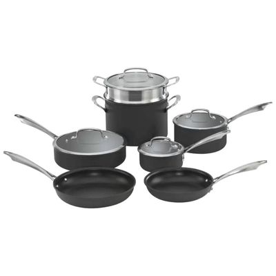 CONJUNTO CUISINART DE PANELAS ANODIZADA ANTIADERENTE 11 PEÇAS PRETO DSA-11