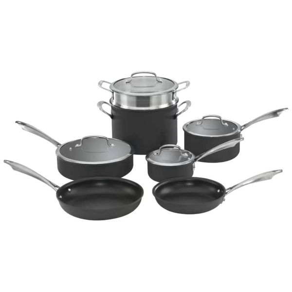 CONJUNTO CUISINART DE PANELAS ANODIZADA ANTIADERENTE 11 PEÇAS PRETO DSA-11