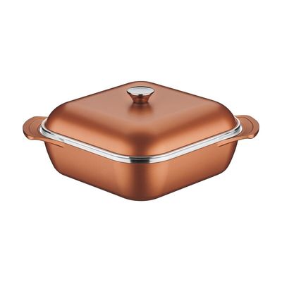 CAÇAROLA TRAMONTINA LYON QUADRADA EM ALUMÍNIO FORJADO ANTIADERENTE 28CM 5,5L DOURADO 20963/428