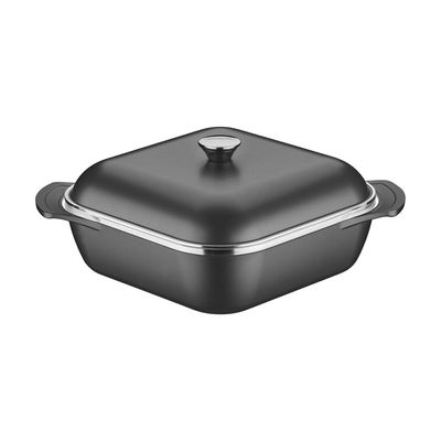 CAÇAROLA TRAMONTINA LYON QUADRADA EM ALUMÍNIO FORJADO ANTIADERENTE 28CM 5,5L PRETO 20963/028