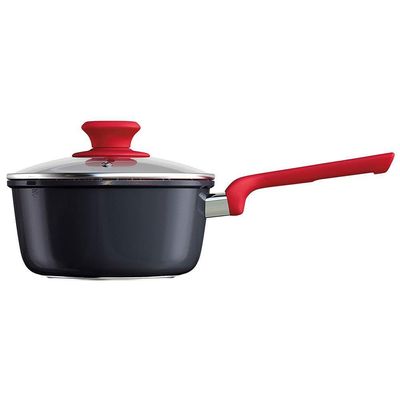 Panela Colorstone 5 Camadas Antiaderente 2,2L Euro Home Preto com Vermelho