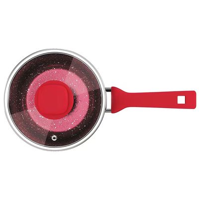 Panela Colorstone 5 Camadas Antiaderente 2,2L Euro Home Preto com Vermelho