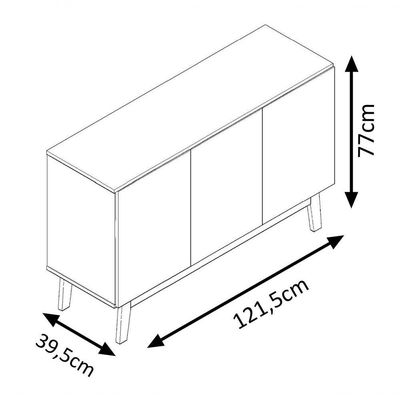 Buffet Aparador Ares 3 Portas Off White Com Nature - Moveisaqui