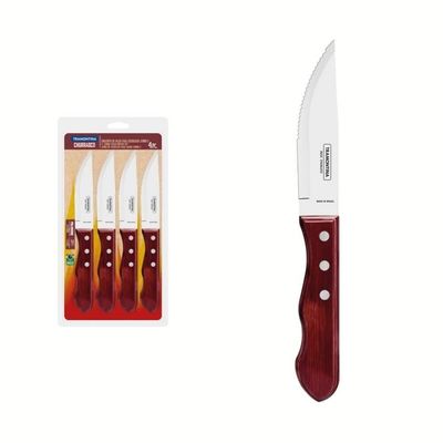 Jogo De Facas Jumbo Tramontina Aço Inox Polywood Vermelho 4 Peças