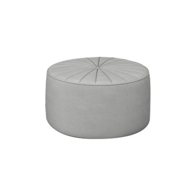 Puff Decorativo Sala De Estar Round Veludo Cinza Claro - Gran Belo