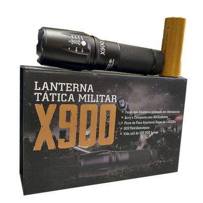 Lanterna Tatica Police Militar T6 X900 com Bateria Recarregavel